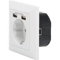 Digitus SOCKET WITH 2X USB PORTS SAFETY WALL OUTLET 5V2.1A WHITE DA-70613