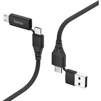 Hama 4-in-1 USB-C/USB-A - USB-C/Micro-USB, 1,5 m, nylon, black - Cable 00201537