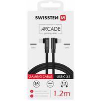 Swissten L Type Textile Universal Quick Charge 3.1 USB-C to USB-C Data and Charging Cable 1.2m Black SW-QU-TYPC-TYPC-12M-BK