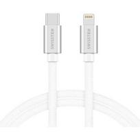 Swissten Textile Universal Quick Charge 3.1 USB-C to Lightning Data and Charging Cable 2m Silver 71529202
