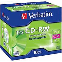 Verbatim  CD-RW SERL Verbatim 700MB 10x-12x 10 Pack Jewel 43148