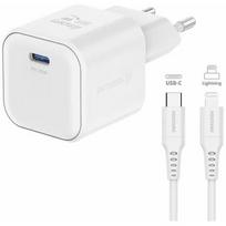 Swissten Travel Charger GaN USB-C 20W PD + Data Cable USB-C - Lightning 1.2m 22070140