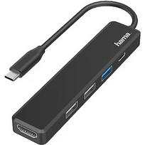 Hama USB-C Hub, 3x USB-A, USB-C, HDMI, black - USB hub 00200117