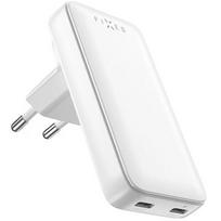 Fixed Slim Traveller 2xUSB-C Travel Charger with world adapters, GaN, 45W | White FIXCG45S-2CD-WH