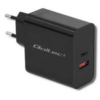 Qoltec 51716 Charger | 63W | 5-20V | 1.5-3A | USB type C PD | USB QC 3.0 | Black 51716