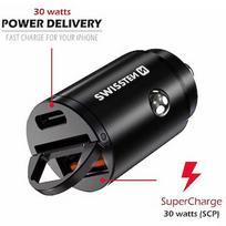 Swissten 30W Nano Metal Car Charger Adapter with 30W PD / SCP / Black 20111770