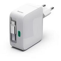 Hama GaN 30W PD/QC z zwijanym kablem, 2x USB-C, biały 201956
