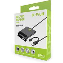 D-Fruit ID card reader USB-A/USB-C DF174, black 50538