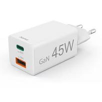 Hama ładowarka sieciowa mini GaN 45W PD/QC 1x USB-C, 1x USB-A biała 201993
