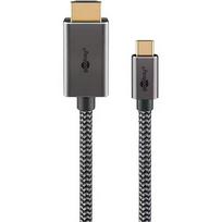 Goobay USB textile adapter cable, USB-C plug > HDMI plug, 4K / 60Hz black/silver, 2 meters 75700