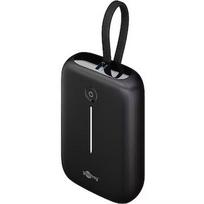 Goobay power bank 10,000 mAh, integrated USB-C cable 13cm, 20 watt black, 10 Ah, 1x USB-A, 2x USB-C, PD, QC 76251