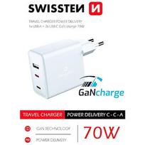 Swissten GaN Travel Charger 2 x USB-C / USB / 70W 22054100