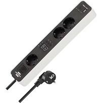 Brennenstuhl Ecolor 3-way power strip, 2x USB, with 3 countdown timers white/black, 1.5 meter cable, USB-A, USB-C, with safety switch 1153230026
