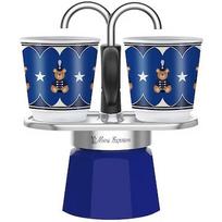 Bialetti Mini Express 2tz (100ml) + 2 filiżanki Joyful Christmas niebieski 8006363094894