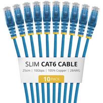 Startech 25CM BLUE SLIM CAT6 CABLE PACK . N6PAT25CMBLS10PK