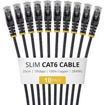 Startech 25CM BLACK SLIM CAT6 PACK . N6PAT25CMBKS10PK