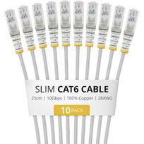 Startech 25CM GRAY SLIM CAT6 CABLE PACK . N6PAT25CMGRS10PK