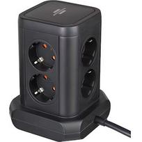Brennenstuhl Steckdosenturm 8-fach mit Steckdosen 45°-Anordnung 2x USB A & 1x USB C Power Delivery, mit 2m Kabel, zweipoliger Schalter 1153560010