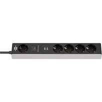 Brennenstuhl Extension lead 5-way with USB C Power Delivery for fast charging, 1.5m, Black/Gray 1159780615