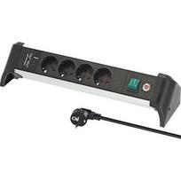 Brennenstuhl Alu-Office-Line 4-way power strip, 2x USB, for the desk, black/aluminum, 1.8 meter cable, USB-A, USB-C PD, with safety switch 1391040420