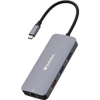 Verbatim USB-C Pro multiport hub CMH-09, 9 port, docking station (grey, HDMI, RJ-45, 3x USB-A, 2x USB-C, PD, SD, microSD) 32152