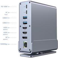 Gembird A-CF-COMBO15-01 USB Type-CF 15-in-1 multi-port adapter (USB hub AF-ports v.2x2 + v.3x3, Type-CF + HDMIx2 + DisplayPort + PD + card reader + GigaLAN + 3.5 mm audio), grey A-CF-COMBO15-01
