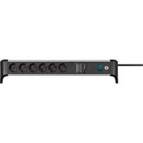 Brennenstuhl Alu-Office-Line Power Strip 6-way with overvoltage protection, 3m, Black/Silver 1391020600