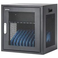 Manhattan Laptop Charging Cabinet Desktop via AC Adapter (EU) 10-bay, Install device's AC Adapter (power cables) into unit, Suitable for ALL laptops (to 16"), iPads, MacBooks, Chromebooks, other portable devices, Bays 380x30x280mm, Cart, Lockable MHT_181204
