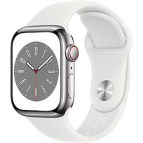 Apple Watch Series 8 GPS + Cellular, Stainless Steel, Sport Band White - 41mm MNJ53EL/A