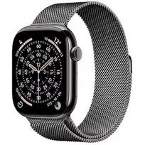 Apple Watch Series 11, GPS + Cellular, Slate Titanium, Black Milanese Loop (S/M) - 46mm MFD34MP/A