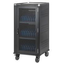 Manhattan Laptop Charging Cabinet Trolley/Cart via USB-C 65W 16" 30-bay, Suitable for USB-C laptops (to 16"), iPads, MacBooks, Chromebooks, other USB-C devices, Bays 395x32.5x290mm, USB-C charging cables included,Cabinet, UK & EU MHT_181273