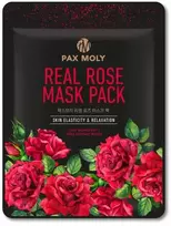 Milk Shake PaxMoly, Real Rose, drėkinanti ir raminanti lakštinė veido kaukė, dieninė ir naktinė, 25 ml, moterims