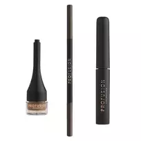 Profusion Cosmetics rinkinys: Ultimate Brow Sculpt antakių pomada tamsiai ruda, 4 ml + Ultimate Brow Sculpt formuojantis kreminis antakių pieštukas ir 2-in-1 tamsiai ruda 0,07 g + Ultimate Brow Sculpt antakių gelis tamsiai ruda 1,8 g