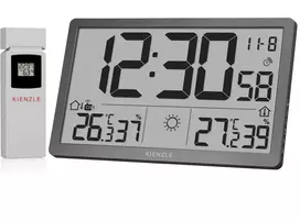 Orų stotelė Bresser KIENZLE Jumbo NEO LCD Weather Sieninis laikrodis pilkas (15409)