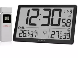 Orų stotelė Bresser KIENZLE Jumbo NEO LCD eather Sieninis laikrodis juodas (15405)