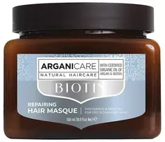 Arganicare, Biotinas, Plaukų priežiūros kremas-kaukė, Atkuriamoji, 500 ml, Unisex
