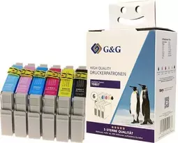 G&G rašalas su rašalo šoviniu 6 vnt. Zamiennik Juoda, Cyjan, Geltona, Purpurinė, Fotografinis cyan, Fotografinė magenta (70346)