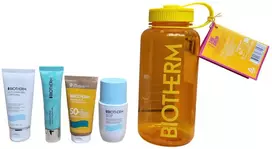 Biotherm rinkinys: Lait Corporel Anti-Dryness kūno pienas, 50 ml + Deo Pure 72h apsaugos dezodorantas roll-on moterims, 75 ml + Waterlover anti-aging apsauginis nuo saulės kremas veidui SPF 50+, 50 ml + Aquasource Hyalu Plump drėkinamasis kasdienis gelis-kremas veidui, 20 ml +
