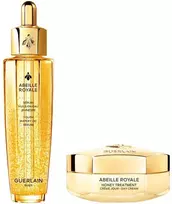 Guerlain rinkinys: Abeille Royale, Honey, nuo amžiaus požymių, dieninis, kremas, veidui, 50 ml + Abeille Royale Youth Watery Oil, atkuriantis, kasdienis, serumas, veidui, 50 ml moterims