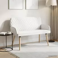 Dvivietė sofa su medžio masyvo kojelėmis 2 vietos Balta