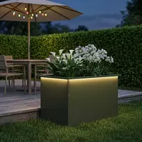 Sodo vazonas su LED Alyvuogių žalia 50 x 80 x 48 cm Plienas