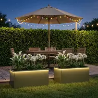 Sodo vazonas su LED 2 vnt. Alyvuogių žalia 50 x 80 x 48 cm