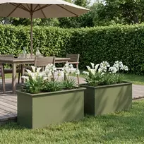 Sodo vazonas su LED 2 vnt. Alyvuogių žalia 50 x 100 x 48 cm