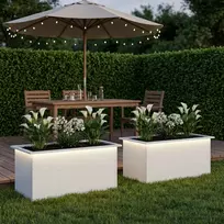 Sodo vazonas su LED 2 vnt. Balta 50 x 80 x 48 cm Plienas