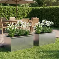 Sodo vazonas su LED 2 vnt. Sidabrinė 50 x 80 x 48 cm