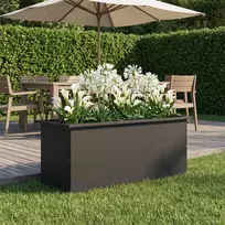 Sodo vazonas su LED Juoda 40 x 100 x 40 cm Plienas