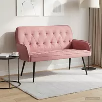 Dvivietė sofa su metalinėmis kojelėmis 2 vietos Rožinė Aksomas