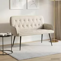 Dvivietė sofa su metalinėmis kojelėmis 2 vietos Kreminė Aksomas