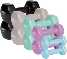 >>>HEX ketaus vinilo hantelių rinkinys 30 kg (2x1 kg + 2x2 kg + 2x3 kg + 2x4 kg + 2x5 kg), REBEL ACTIVE