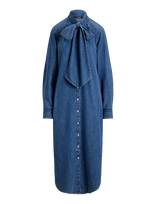Lauren Ralph Lauren - Denim Tie-Neck Shirtdress - Džinsinė suknelė - Mėlyna